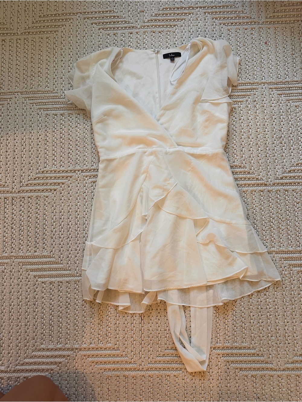 Lulu's Cream Ruffle Wrap Mini Dress